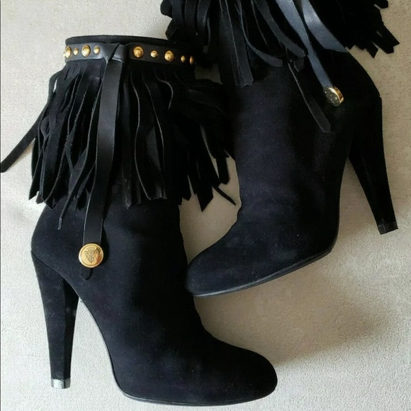 Gucci Devendra Fringe Studded Mid Calf Black Boots - Picture 3 of 8